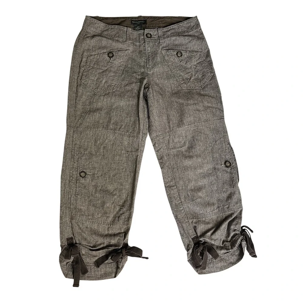 Banana Republic Brown Cargo Pants Size 2 Linen‎ & Cotton Blend